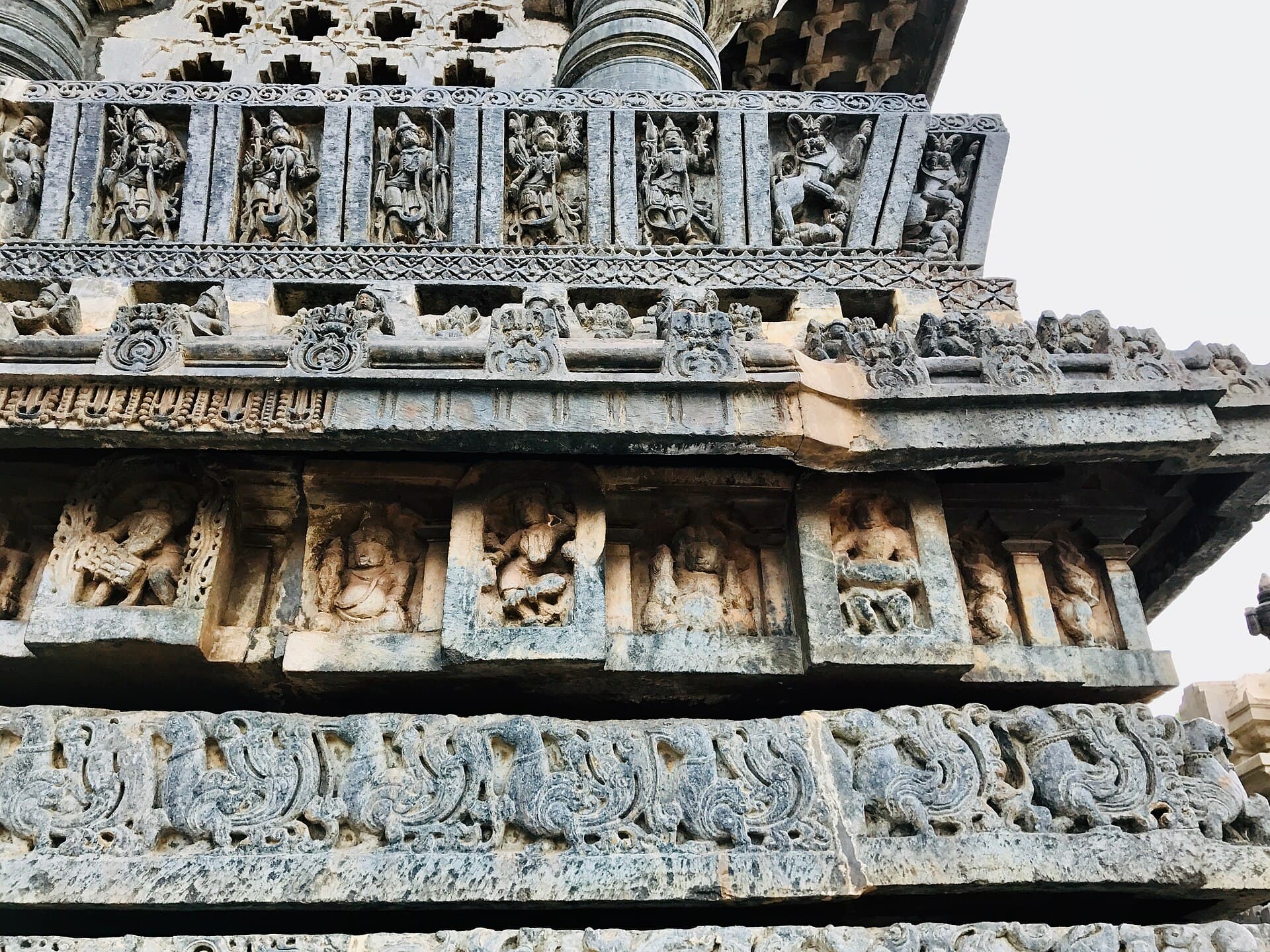 Bands of carved friezes at Hoysaleswara Temple, Halebidu